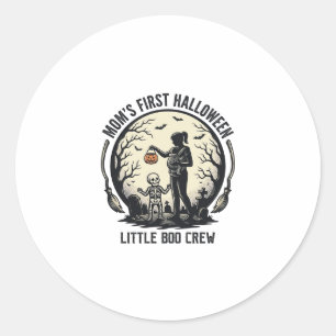 First Halloween Mom Vintage Spooky Moon Shirt_1 Classic Round Sticker