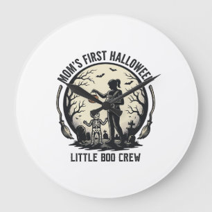 First Halloween Mom Vintage Spooky Moon Shirt_1 Large Clock