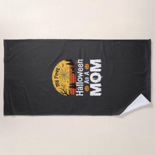 First Halloween Mom Vintage Sunset Design_1 Beach Towel