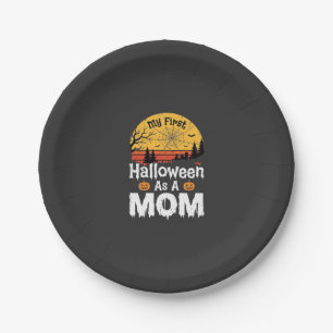 First Halloween Mom Vintage Sunset Design_1 Paper Plate