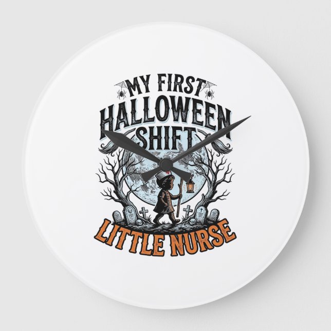 First Halloween Nurse Spooky Moon Infant Costume D Large Clock (Front)