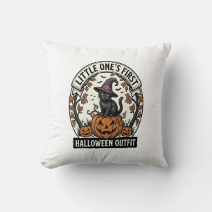 First Halloween Outfit Vintage Black Cat Pumpkin_1 Throw Pillow