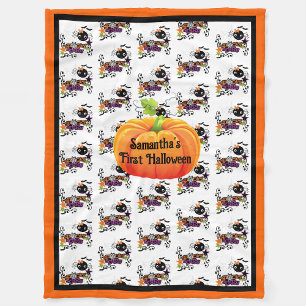 First Halloween Personalize Name Cute Baby Fleece  Blanket
