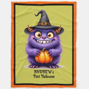 First Halloween Personalize Name Cute Baby Fleece  Blanket