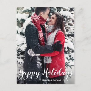 First Holiday Xmas Married Engaged White   PHOTO Postcard