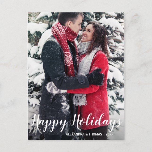 First Holiday Xmas Married Engaged White | PHOTO Postcard (Front)