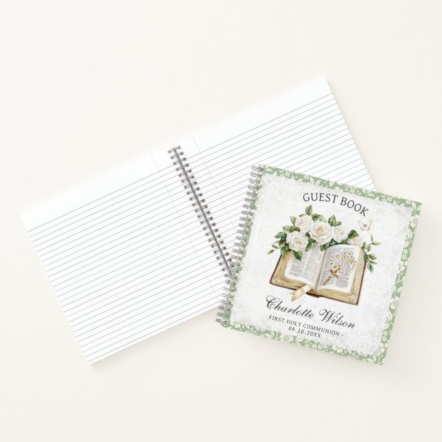 First Holly Communion Floral Guest Book (Inside)