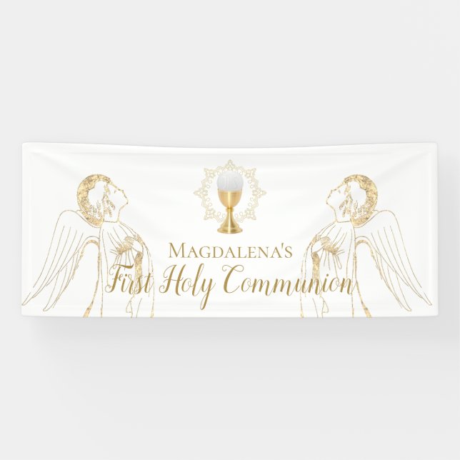 First Holy Communion adoring angels design Banner (Horizontal)
