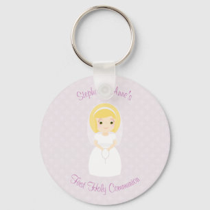 First Holy Communion Blonde Girl Keychain