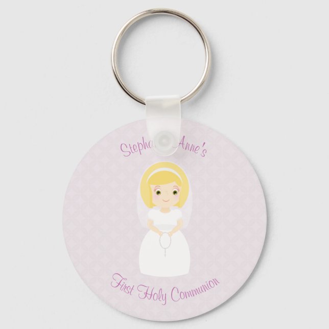 First Holy Communion Blonde Girl Keychain (Front)