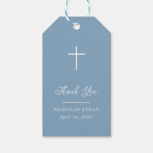 First Holy Communion Blue Cross Simple Thank You Gift Tags
