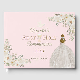 First Holy Communion Blush Pink Guest Book Girls