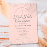 First Holy Communion Blush Pink Silver Stardust Save The Date<br><div class="desc">An elegant First Holy Communion save the date invitation featuring delicate silver stardust on a blush pink background. You can personalize with your special celebration details in chic silver text. Designed by Thisisnotme©</div>