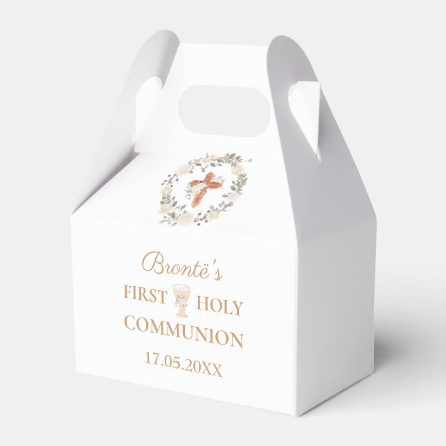 First Holy Communion Boho Garland Favor Box (Front Side)