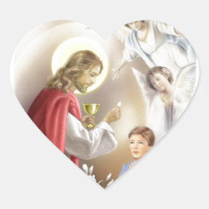 First Holy Communion boy Heart Sticker