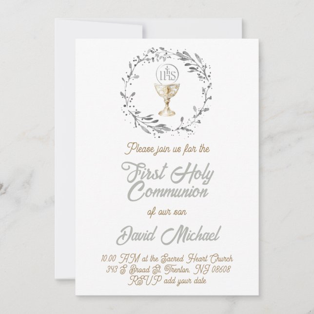First Holy Communion boy Invitation (Front)