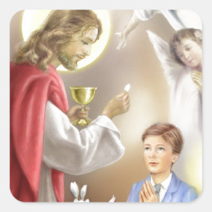 First Holy Communion boy Square Sticker