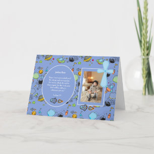 First Holy Communion BOYS PHOTO Gift Bible Verse Card