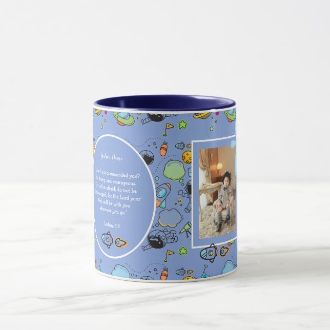 First Holy Communion BOYS PHOTO Gift Bible Verse Mug (Center)