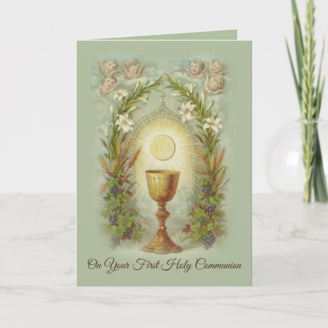 First Holy Communion Catholic Traditional Card (Front)