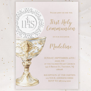  First Holy Communion Chalice Host Invitation
