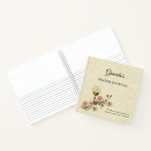 First Holy Communion Chalice Host Pink Flowers Notebook