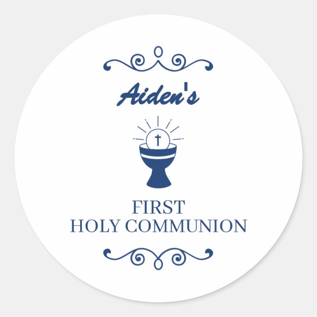 First Holy Communion Chalice Sticker for Boys (Front)
