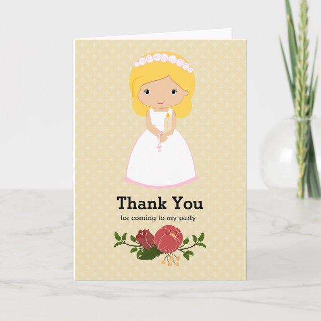 First Holy Communion * choose background colour Thank You Card (Front)