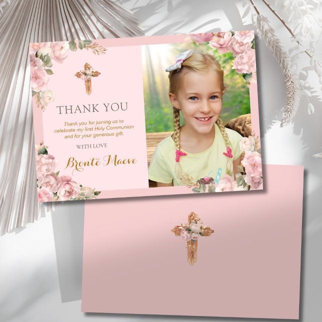 First Holy Communion Christening Girls Religious Thank You Card (Creator Uploaded)