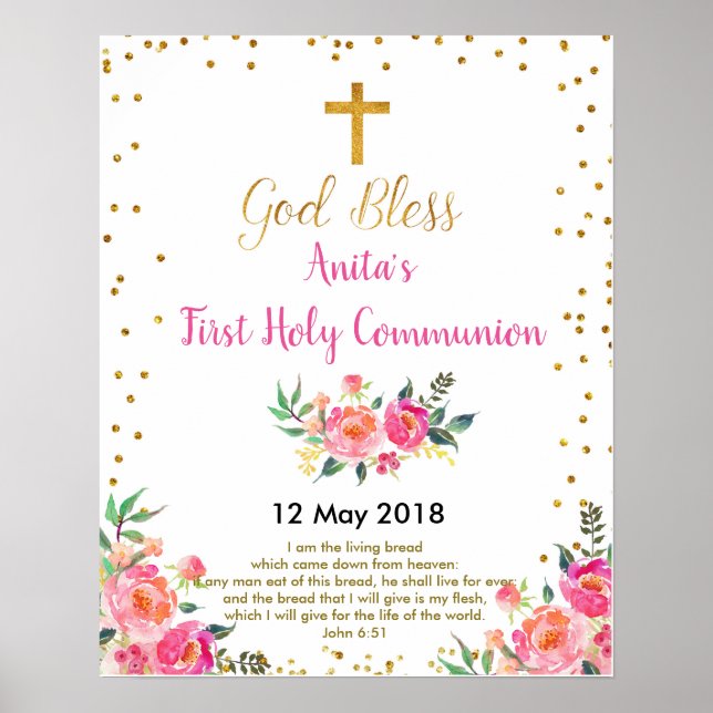First Holy Communion Christening Party Sign (Front)