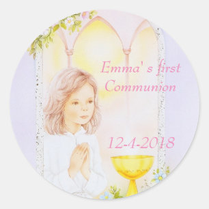 First Holy Communion, confirmation  girl Classic Round Sticker