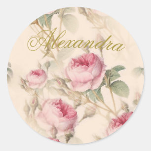 First Holy Communion Custom Gold Colour Rose Classic Round Sticker