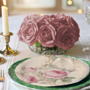 First Holy Communion Custom Silver Colour Rose Paper Plate