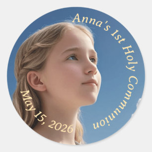 First Holy Communion Customizable Classic Round Sticker
