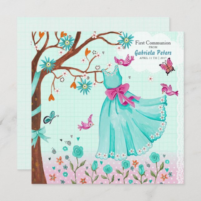 First Holy Communion Dress | Invitations Girl (Front/Back)