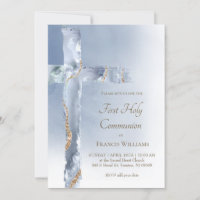 First Holy Communion dusty blue agate Holy Cross