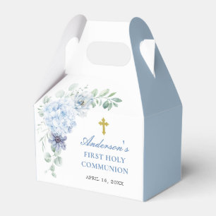 First Holy Communion Dusty Blue Floral Favor Box