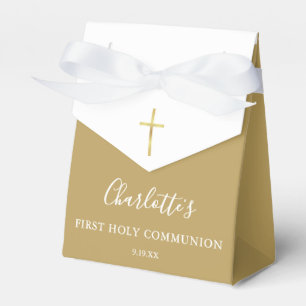First Holy Communion Elegant Signature Script Gold Favor Box