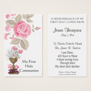 FIRST HOLY COMMUNION EUCHARIST PRAYER HOLY CARD