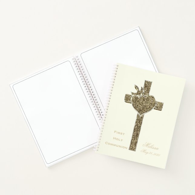 First Holy Communion Faux Golden Cross Notebook (Inside)