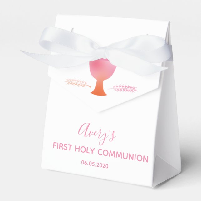 First Holy Communion Favour Box, Girl's Communion Favor Box (Front Side)