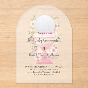 First Holy Communion floral design Acrylic Invitations