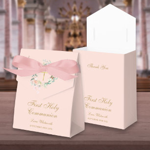 First Holy Communion Floral Garland Blush Pink Favor Box