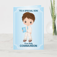 First Holy Communion for Little Boy Greeting Card