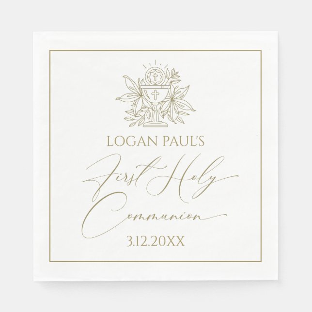 First Holy Communion Gold and white napkin (Front)