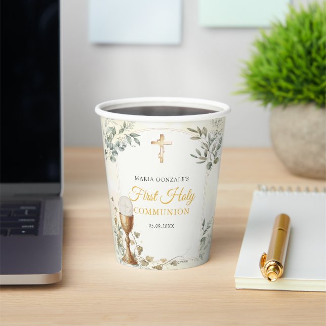 First Holy Communion Gold Cross Paper Cups (Insitu)