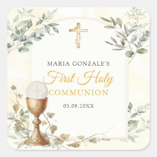 First Holy Communion Gold Cross Sticker