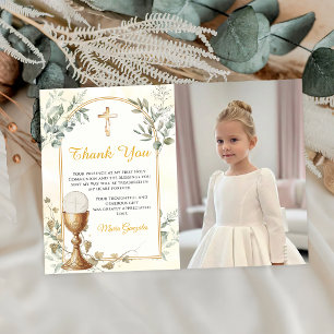 First Holy Communion Gold Cross Thank You Card