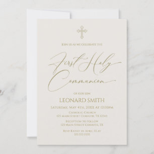 First Holy Communion gold marfil invitation