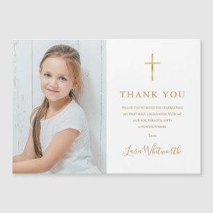 First Holy Communion Gold Thank You Photo